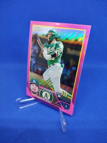 2023 Topps Cromato karitè Langeliers RC rifrattore rosa #175 Oakland Athletics - Foto 3 di 4