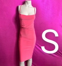 🆕Pink Punch Ruched Stretchy Bodycon Dress~Size S