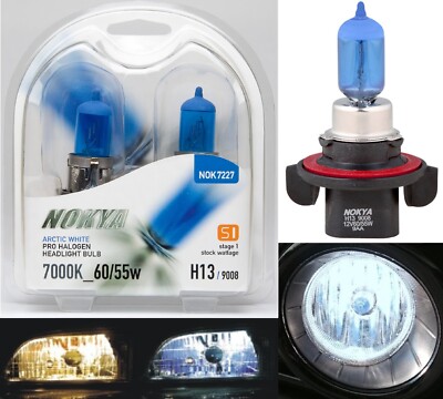Nokya 7000K White 9008 H13 Nok7227 60/55W Two Bulbs Head Light Replacement ATV