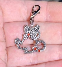 Silver Floral Minnie Mouse Charm Zipper Pull Keychain Add On Clip