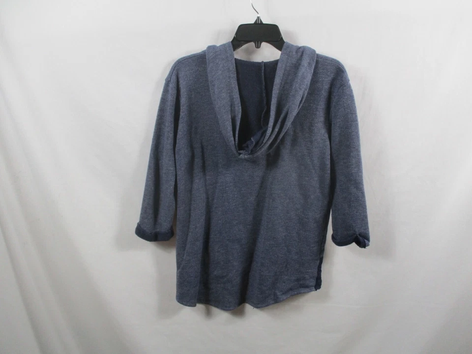 Sombra de ojos para mujer sudadera con capucha pequeña azul manga larga cordón pulóver camisa de algodón Foto 4 de 4