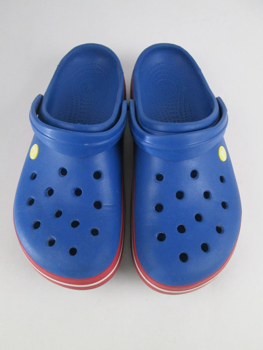 Crocs Comfort Slip On Clogs Red White Blue Band Mens 11 W 13 Shoes