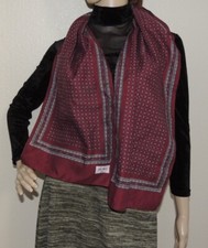 Jim Renoir Paris Womens Print Lightweight Scarf Burgundy Blue 53" x 10.5"