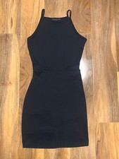 Womens Pretty Little Thing Black Cut-out Bodycon Dress Size 6