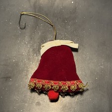 VINTAGE CRUSHED/RED VELVET GOLD TRIM CHRISTMAS ORNAMENT