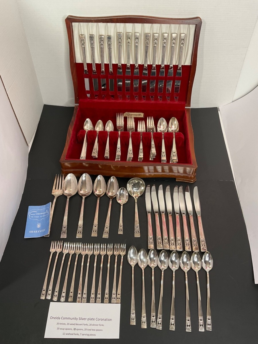 Vtg 1936 Oneida 139 pc Silverplate Community Coronation Silverware