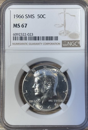 1966 50c SMS Kennedy Half Dollar MS 67 NGC - Special Mint Set - Stunning Coin!