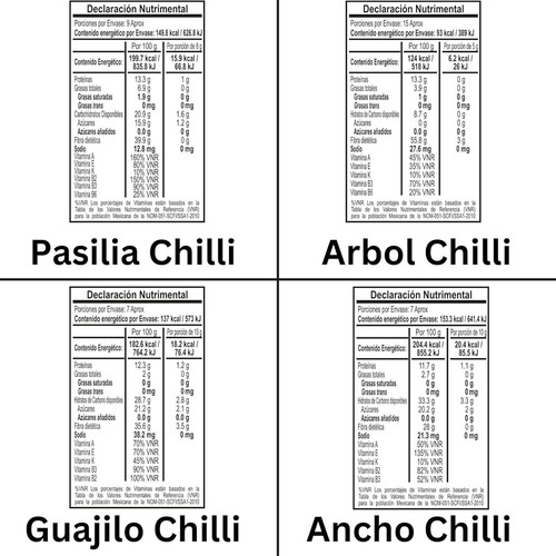 Tajin Mexican Dried Chillies Deluxe Set Spicy guajillo ancho Arbol Pasilla 75g - Picture 6 of 8