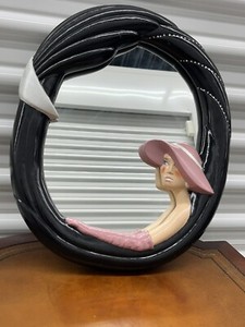 Vintage Oval Art Deco Mid Century Style Mirror