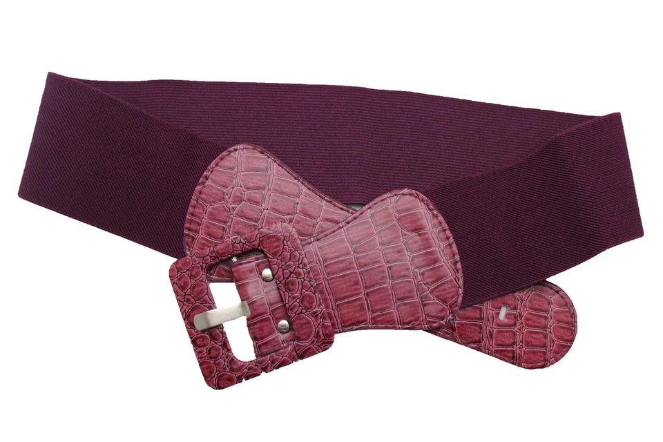 New Women Fashion Pink Purple Elastic Fabric Belt Square Buckle Hip Waist M L XL - Image 2 of 4