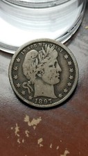 1897 O Barber Silver Quarter Dollar 25C F Fine Details Scratches            W222