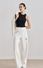 New AIo Yoga Women's High-Rise Straight-Leg Drawstring White Gym Pants