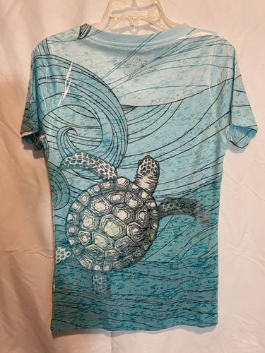 Blue 84 T Shirt Light Blue Sz S Turtle Front Short Sleeves V Neck Pullover Great - Picture 5 of 19