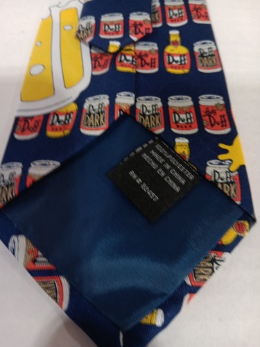 Vintage Briefly Stated 2003 The Simpson's Homer Beer Blue Silk Necktie - Picture 7 of 8