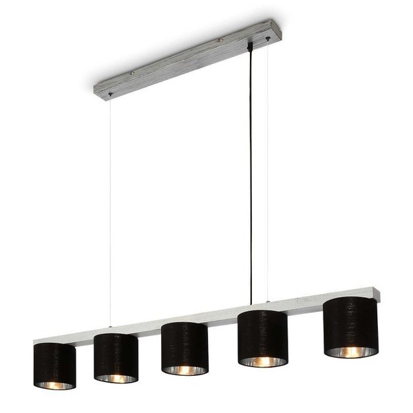 Briloner Pendelleuchte Antik-Silber Stoff 5Xe14 Exkl.-image