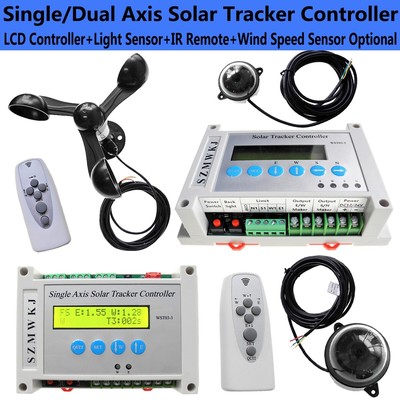 DC 12V/24V Single/Dual Axis Solar Sun Track Panel Tracker Controller +Anemometer