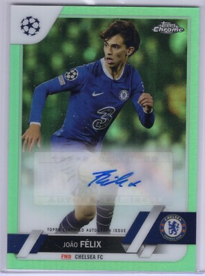 2022-23 TOPPS CHROME UEFA COMPETITONS NEON GREEN AUTO JOAO FELIX /99 CHELSEA