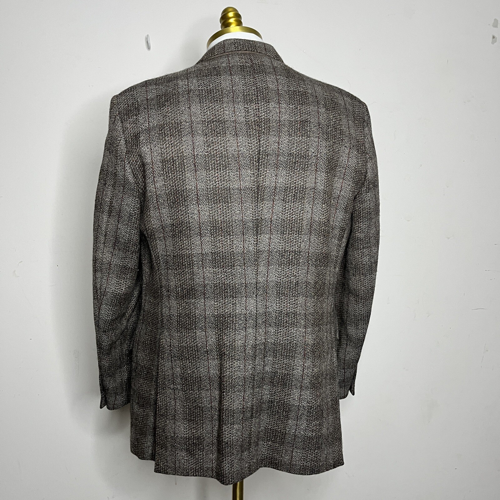 Pierre Cardin Blazer Mens Tweed Brown Check 42R - image 3