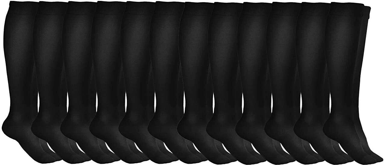 12 PK Yacht & Smith Women's Knee High Socks,Solid Colors Black Womens Knee Highs