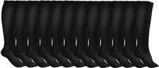 12 PK Yacht  Smith Women's Knee High Socks,Solid Colors Black Womens Knee Highs