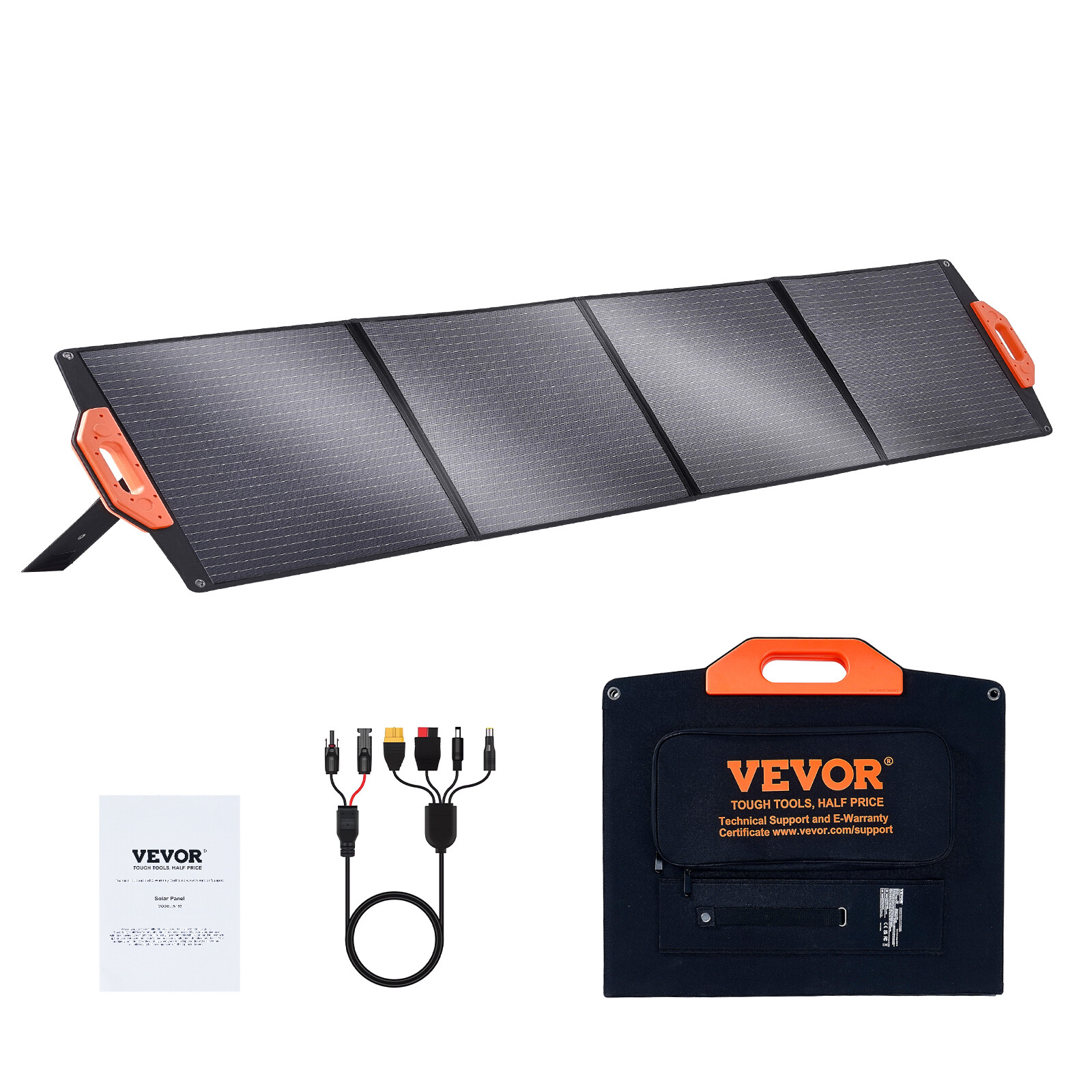 VEVOR Panel Solar Portátil Plegable Monocristalino ETFE Cargador Solar 200 W
