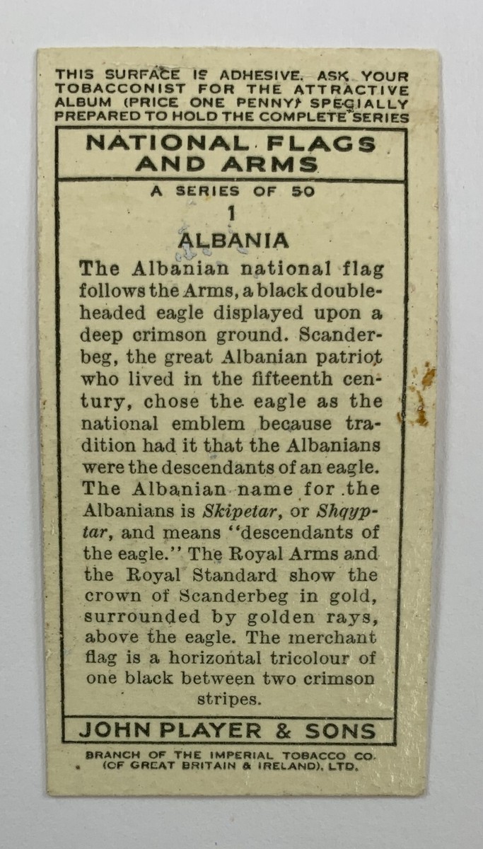 1936 Player's National Flags & Arms #1 Albania 122E | eBay