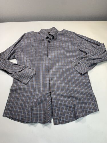 Ben Sherman Shirt Mens 16-32-33 Brown Check Long Sleeve Pocket Button Up