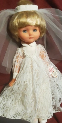 Vintage DOLL Sebino BRIDE vinyl 16" Made in Italy "Alta Moda PAL" Wrist Tag RARE - Picture 7 of 11