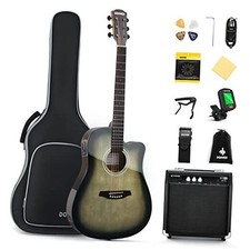 Acoustic Electric Guitar Full Size Kit for Beginner Retro with Sound Amplifier