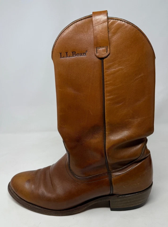 Vintage L.L. Botas Pull-On Bean Pecos Roper Cuero Marrón Para Hombre EE. UU. Talla 10.5 D Foto 4 de 4