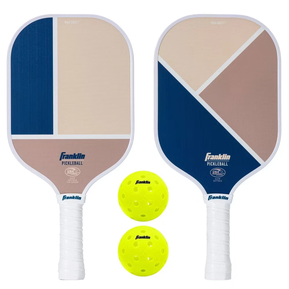 Franklin Sports 2 Player Poly Paddle with Ball Set - Blue/Ta