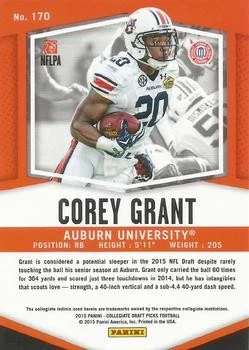2015 Panini Prizm Draft Picks #170 Corey Grant AUBURN - Image 2 of 2