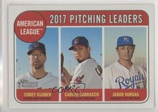 2018 Topps Heritage League Leaders Jason Vargas Carlos Carrasco Corey Kluber 2cu