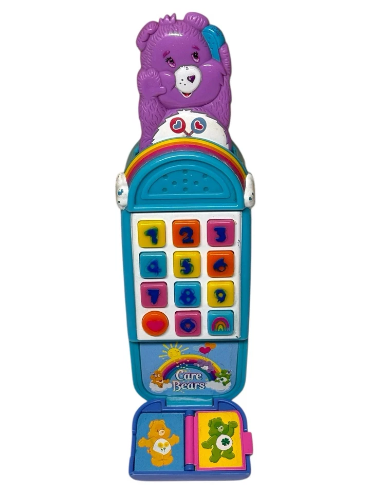 Vintage 2004 Care Bears Flip Cell Phone Toy Rare Works Purple Bear HTF - Image 2 of 4