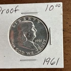 SILVER 90% Ben Franklin Half Dollar PROOF 1961