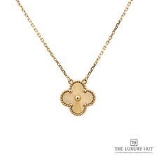 Van Cleef & Arpels Vintage Alhambra 18ct Yellow Gold Guilloché Pendant Neckla...