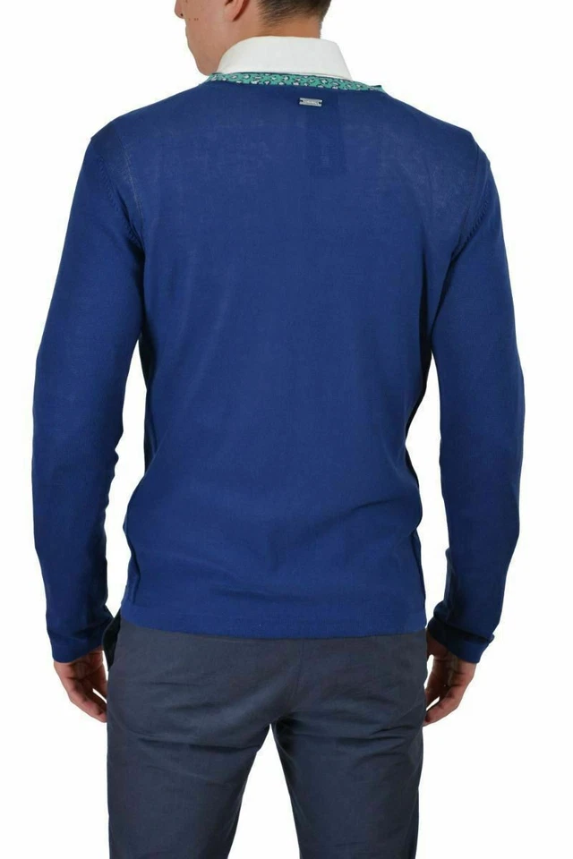 Suéter Just Cavalli Para Hombre Multicolor Rayas Cuello en V Manga Larga EE. UU. M IT 50 Foto 2 de 4