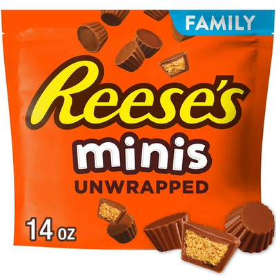 Reese's Minis Unwrapped Chocolate Peanut Butter Creme Cups Candy, Family Pack 14