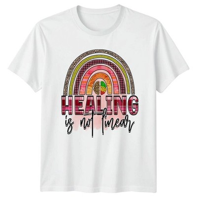 Healing Is Not Linear Rainbow Brain Mental Health T-Shirt