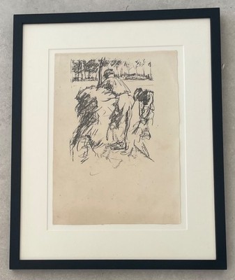 Harry Becker (1865-1928)  Two Men building a Bean Sheaf  lithograph 1908