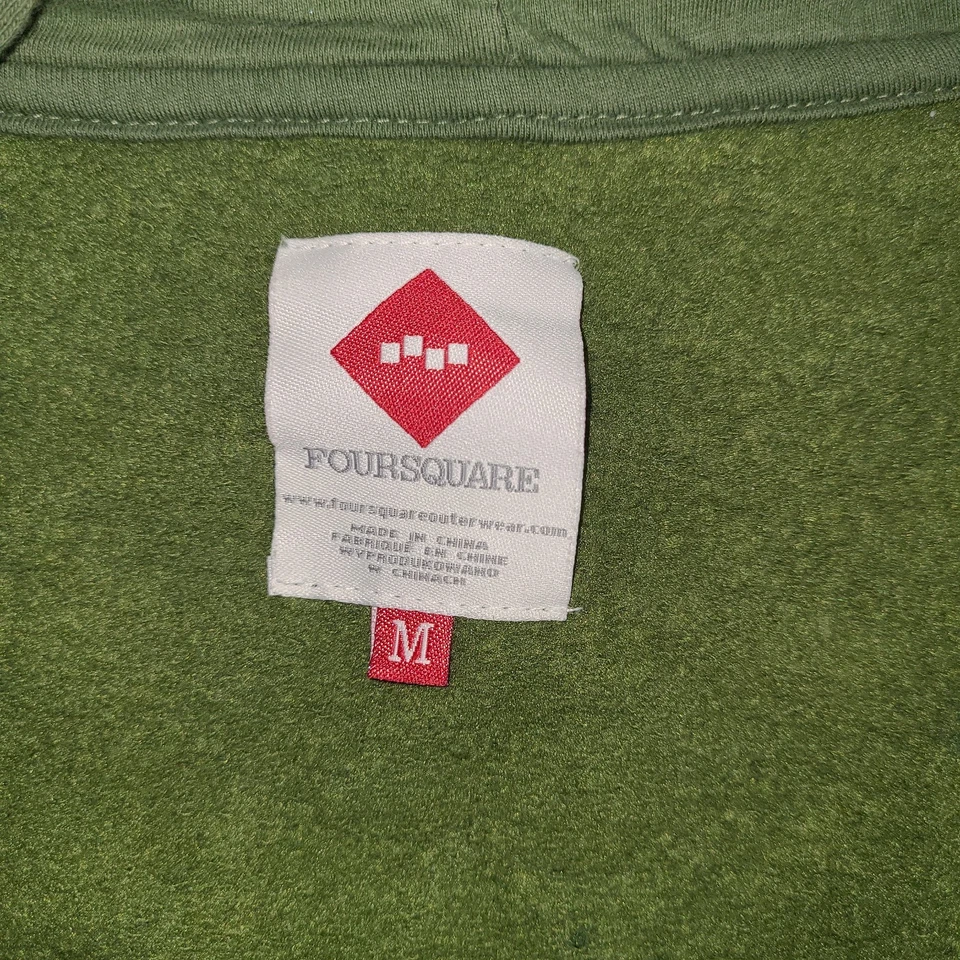 Sudadera con Capucha Foursquare Rayas Cremallera - Para Hombre Mediana - Verde Amarillo Patín... Foto 4 de 4