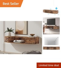 Elegant 41.7-Inch Floating TV Stand with Hidden Storage - Rustic Brown Design