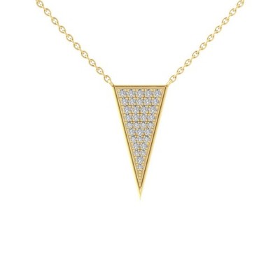 Lab Grown Diamond 10K Gelbgold Dreieck Halskette 18'' Silber Kabel Kette