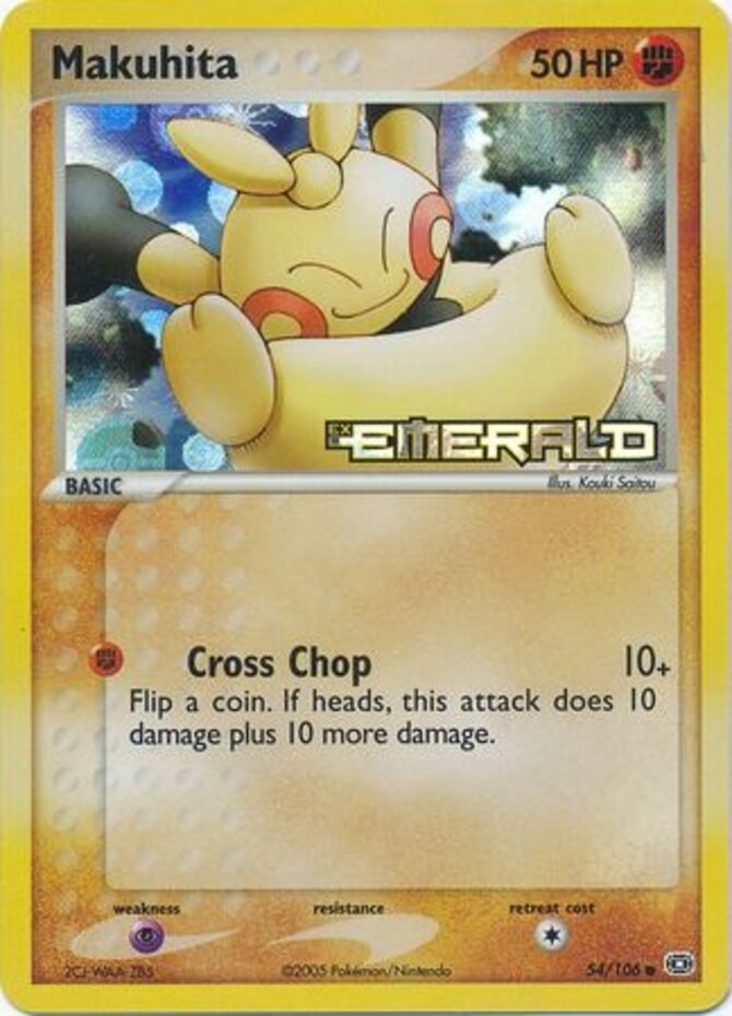 Makuhita - 54/106 - Common - Reverse Holo NM, English Pokemon EX Emerald