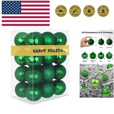 Emerald Green 2.5" Christmas Balls Christmas Tree Decoration Ornaments Shatte...