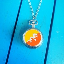 Bhutan Flag Pocket Watch. Bhutanese Gift for Him. Patriotic Christmas Present.