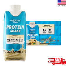 Equate Protein Shakes Vanilla - 30g Protein - 11 fl oz Bottles -12 Count