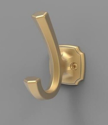 (5-Pk) Hickory Hardware H077870BGB-5B 2.5  Double Robe Hook-Brushed Golden Brass