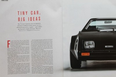 Original 2021 OCTANE extracted mag article: CORWIN GETAWAY prototype sports car