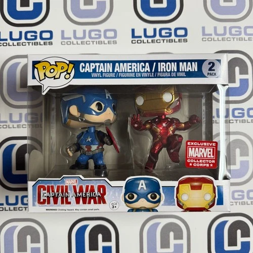 Funko POP! Captain America & Iron Man Marvel Collector Corps Exclusive 2pk